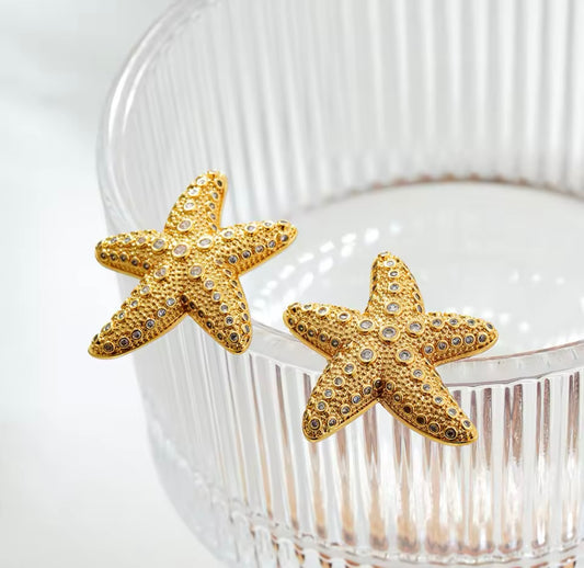 Zlato-Strieborné náušnice Starfish