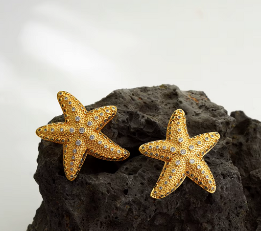 Zlato-Strieborné náušnice Starfish